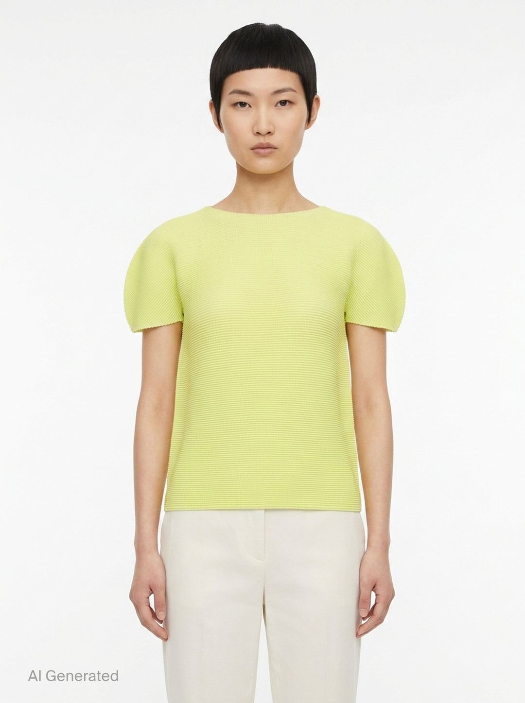Stretch Pleats Short Sleeve Top | me Issey Miyake | Club21 - front