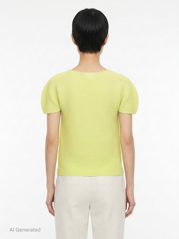 Stretch Pleats Short Sleeve Top | me Issey Miyake | Club21 - back