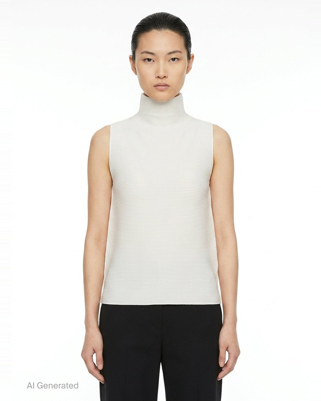 Stretch Pleats Sleeveless High Neck Top | me ISSEY MIYAKE | Club21 - front
