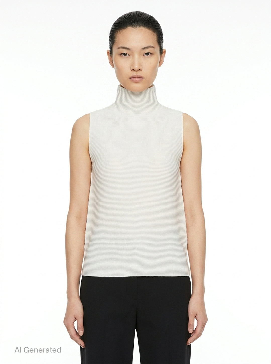 Stretch Pleats Sleeveless High Neck Top | me ISSEY MIYAKE | Club21 - front