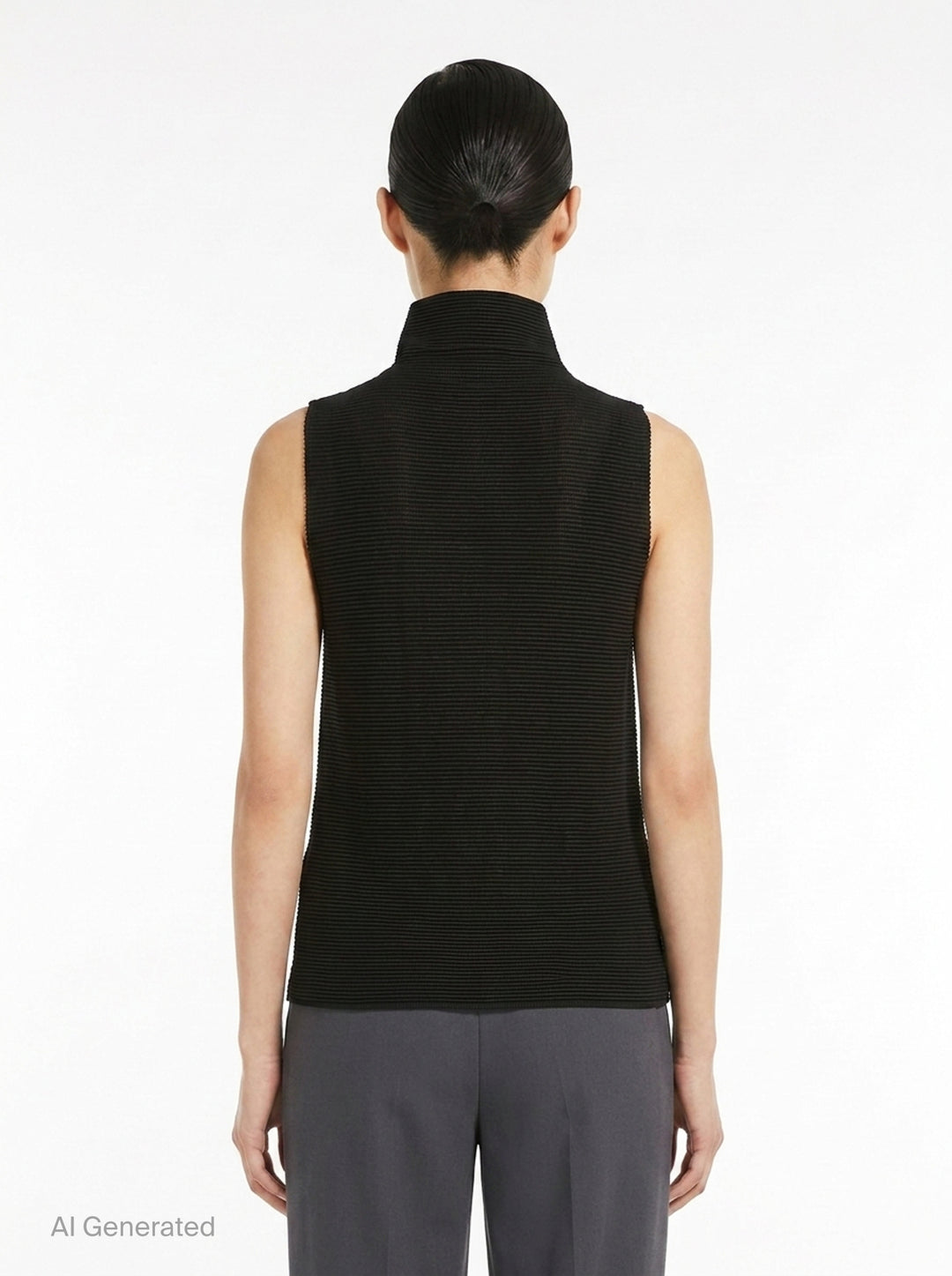 Stretch Pleats Sleeveless High Neck Top | me ISSEY MIYAKE | Club21 - back