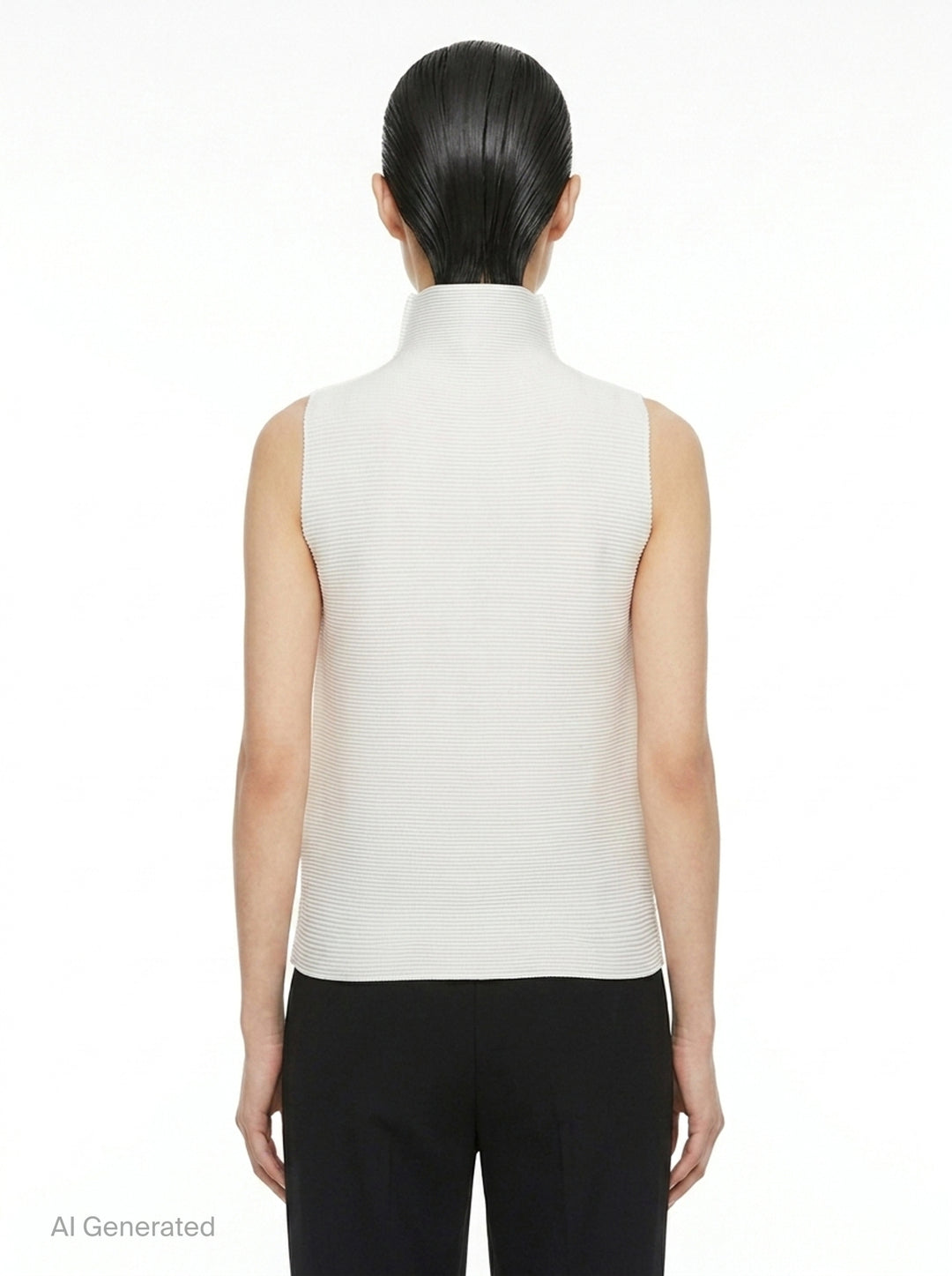 Stretch Pleats Sleeveless High Neck Top | me ISSEY MIYAKE | Club21 - back