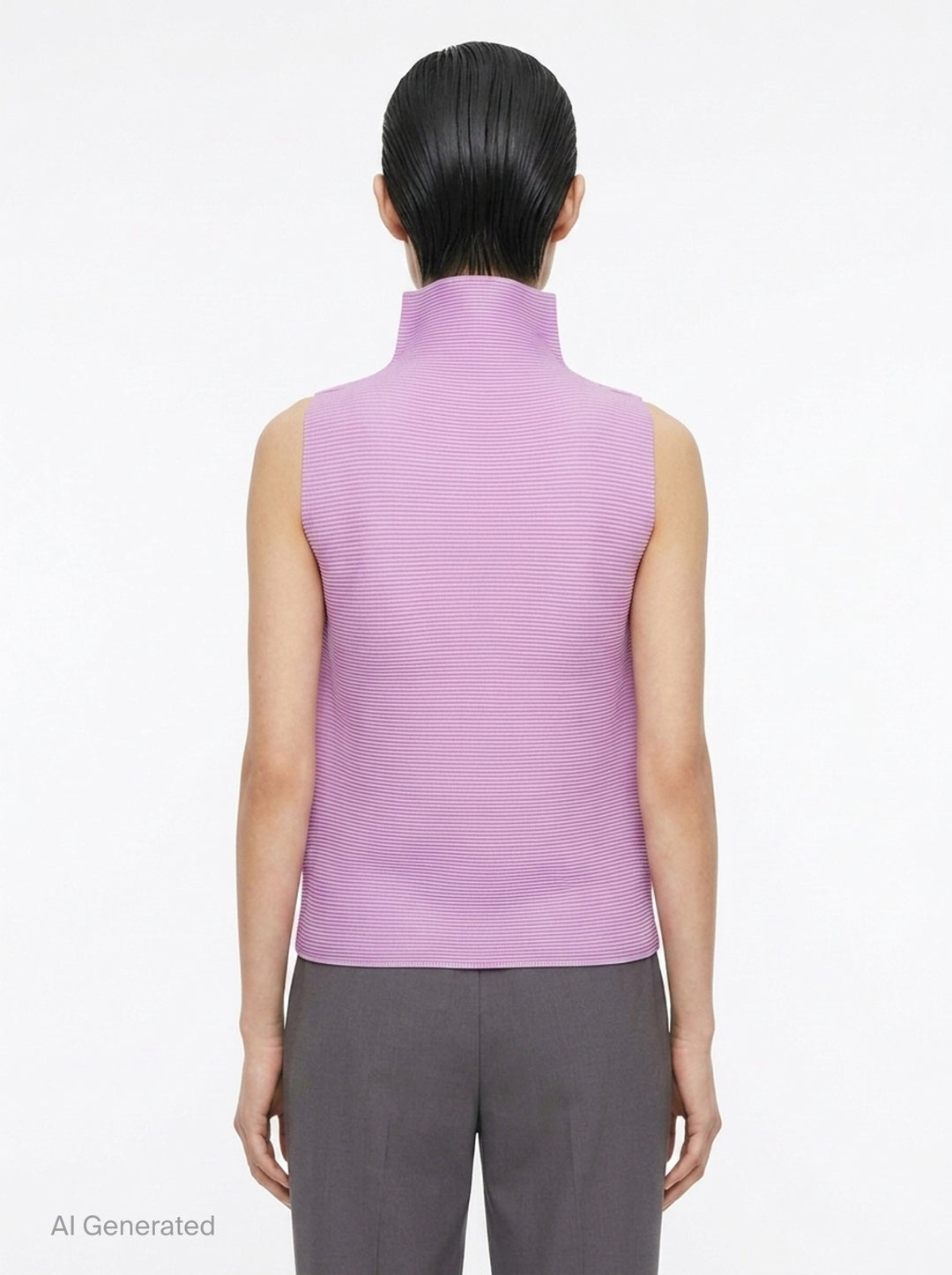 Stretch Pleats Sleeveless High Neck Top | me ISSEY MIYAKE | Club21 - back
