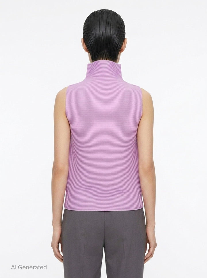 Stretch Pleats Sleeveless High Neck Top | me ISSEY MIYAKE | Club21 - back