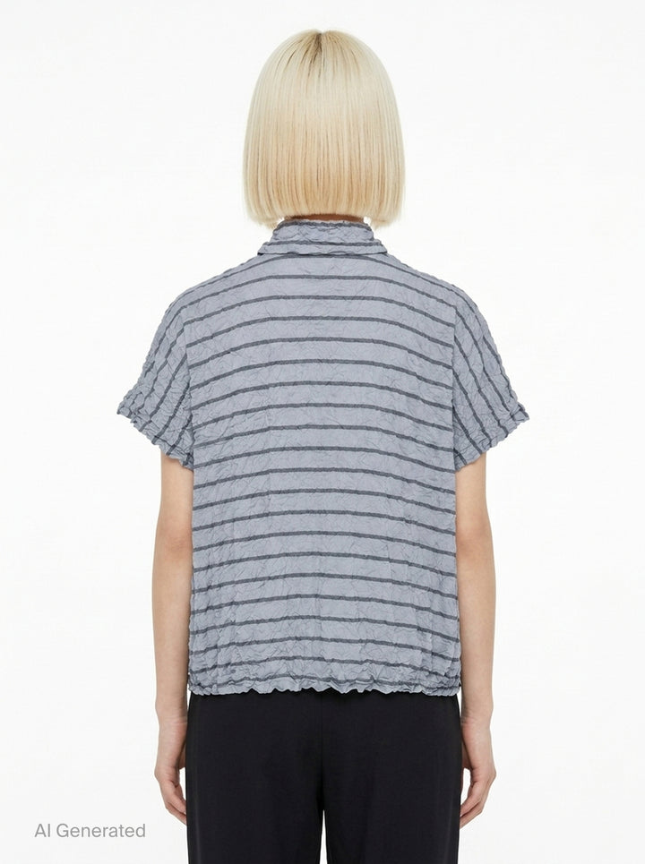 Stripe Meringue Short Sleeve Shirt | me Issey Miyake | Club21 - back