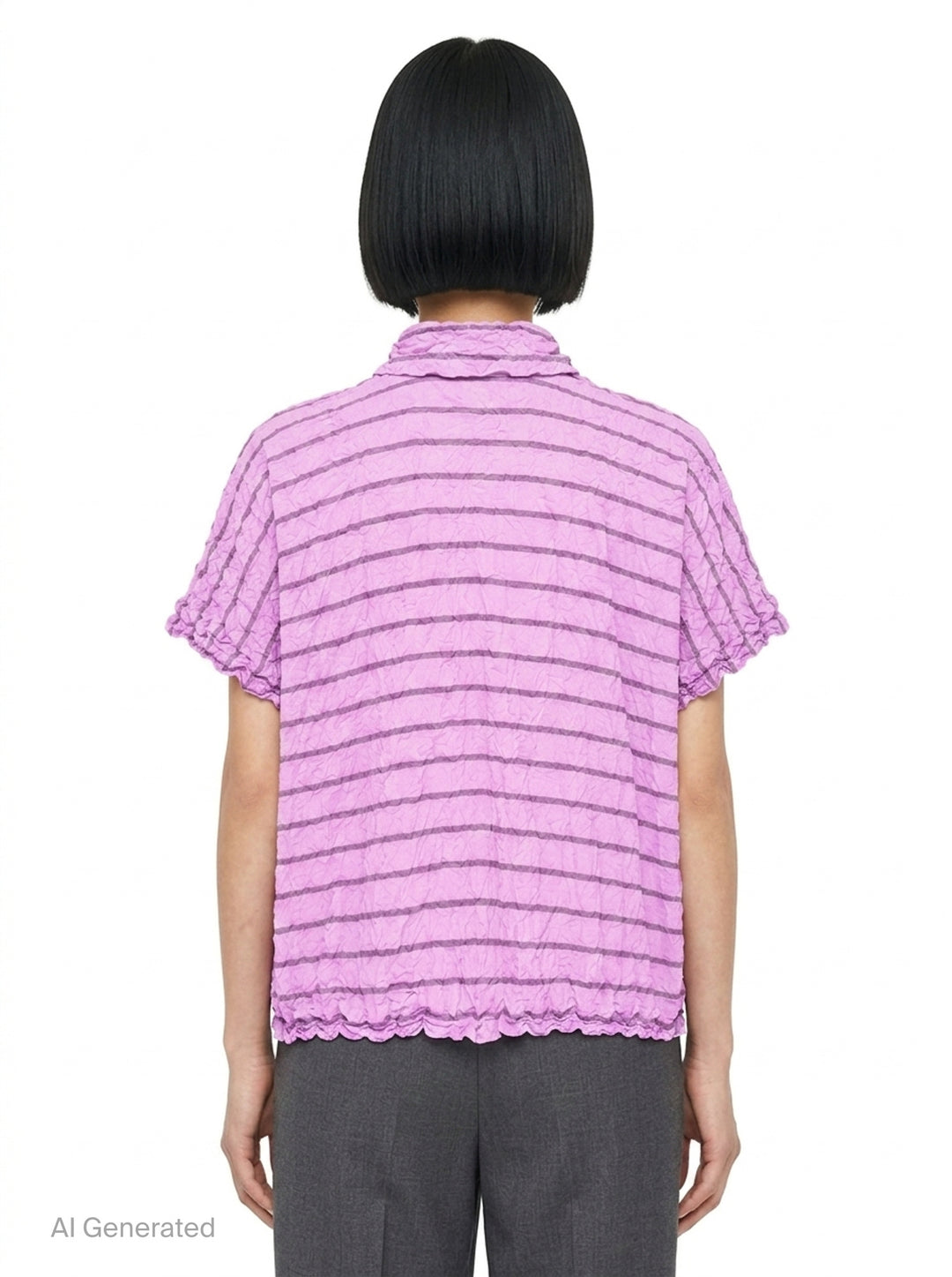 Stripe Meringue Short Sleeve Shirt | me Issey Miyake | Club21 - back