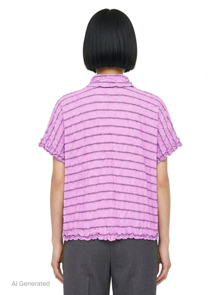 Stripe Meringue Short Sleeve Shirt | me Issey Miyake | Club21 - back