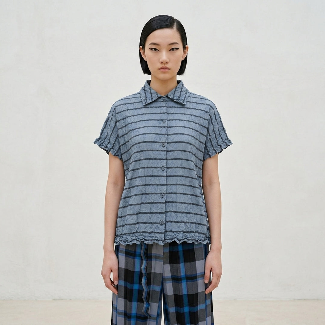 Stripe Meringue Short Sleeve Shirt | me Issey Miyake | Club21 - lifestyle