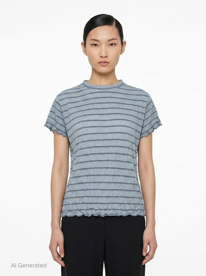 Stripe Meringue T-Shirt | me Issey Miyake | Club21 - front