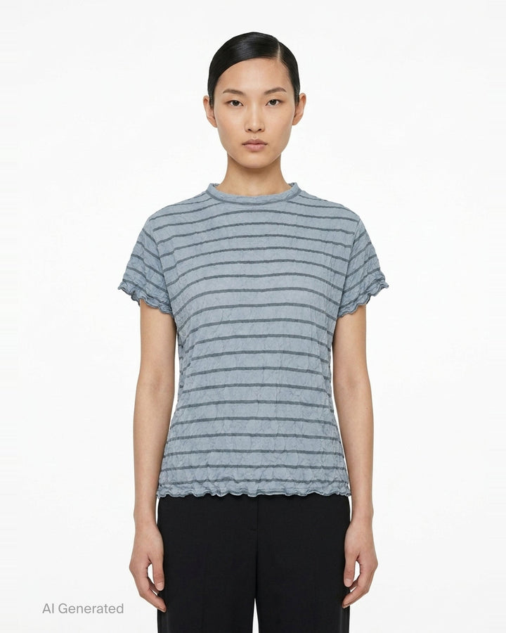 Stripe Meringue T-Shirt | me Issey Miyake | Club21 - front