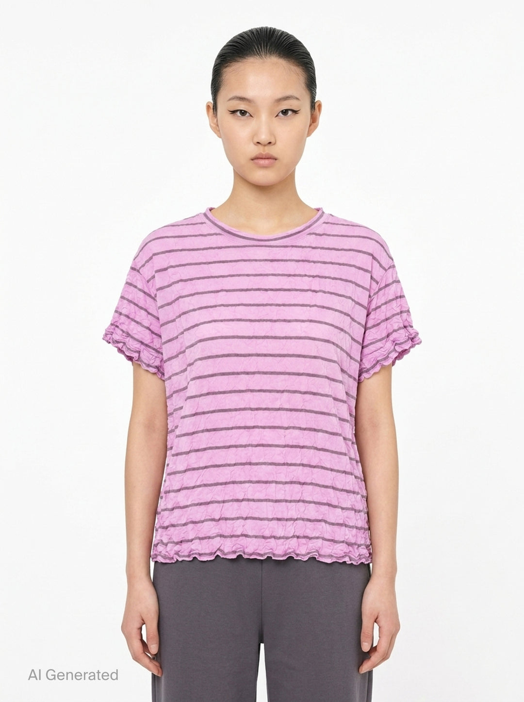 Stripe Meringue T-Shirt | me Issey Miyake | Club21 - front
