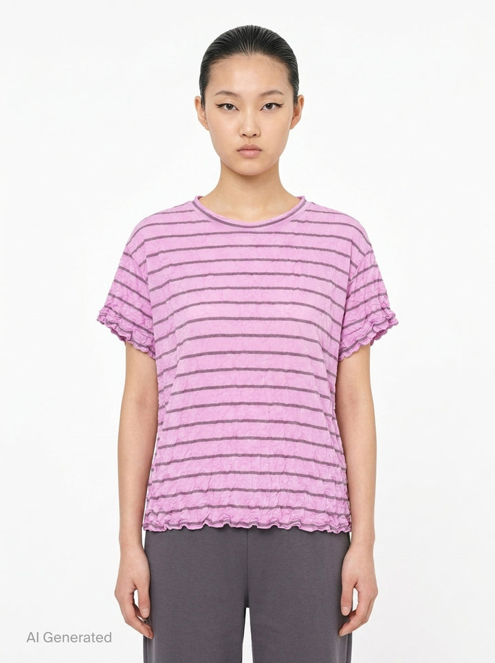 Stripe Meringue T-Shirt | me Issey Miyake | Club21 - front