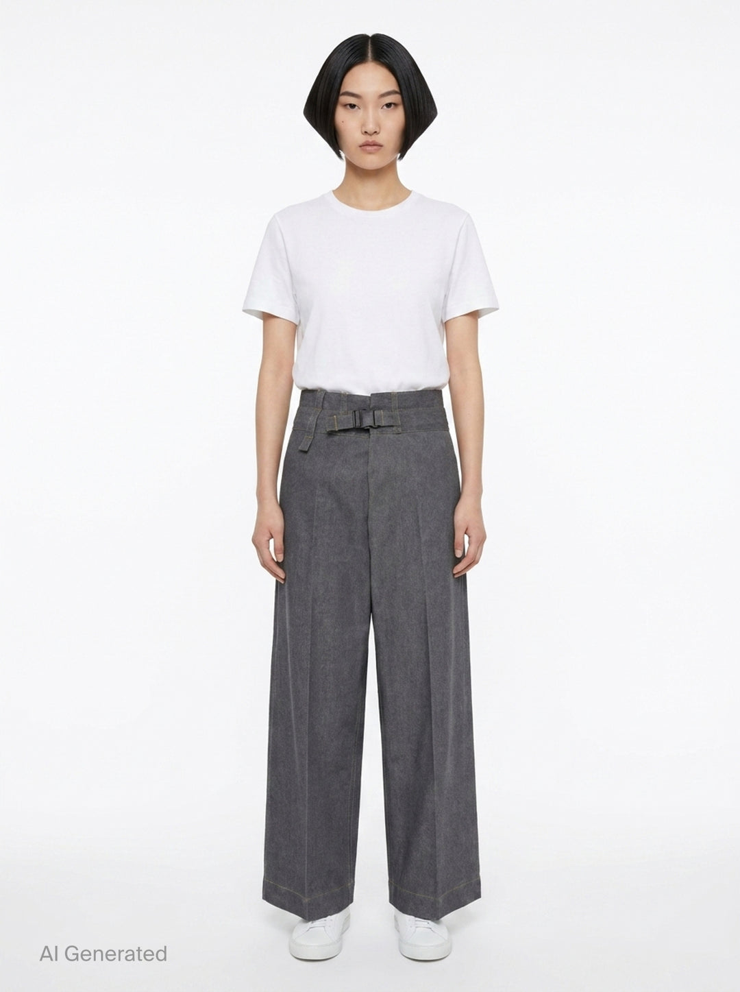 Wide Leg Belted Denim Pants | me Issey Miyake | Club21 - front