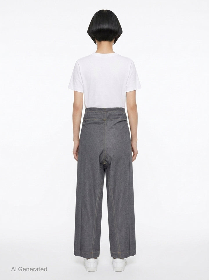 Wide Leg Belted Denim Pants | me Issey Miyake | Club21 - back