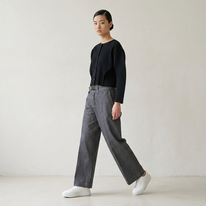 Wide Leg Belted Denim Pants | me Issey Miyake | Club21 - lifestyle