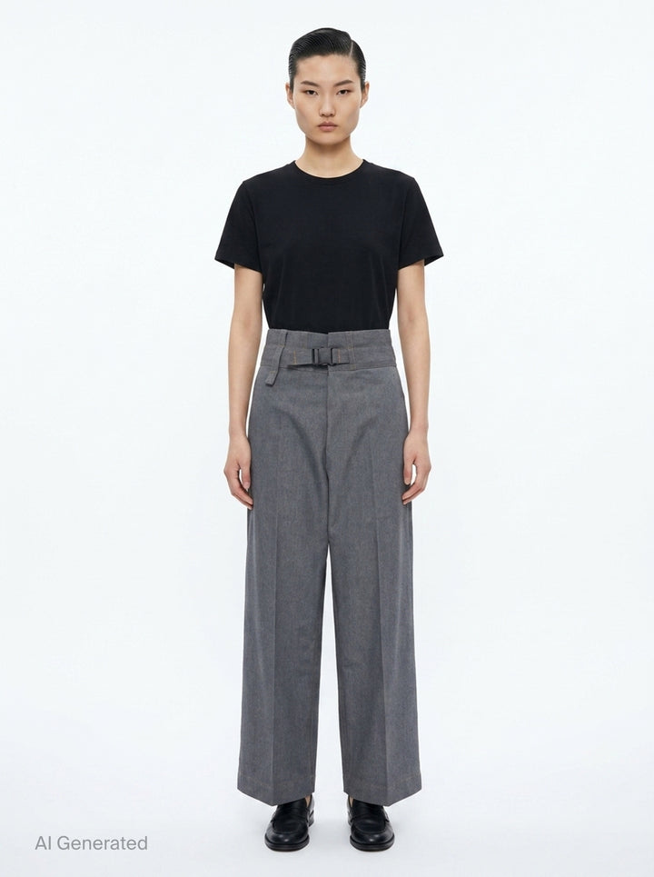 Wide Leg Denim Trousers | me Issey Miyake | Club21 - front
