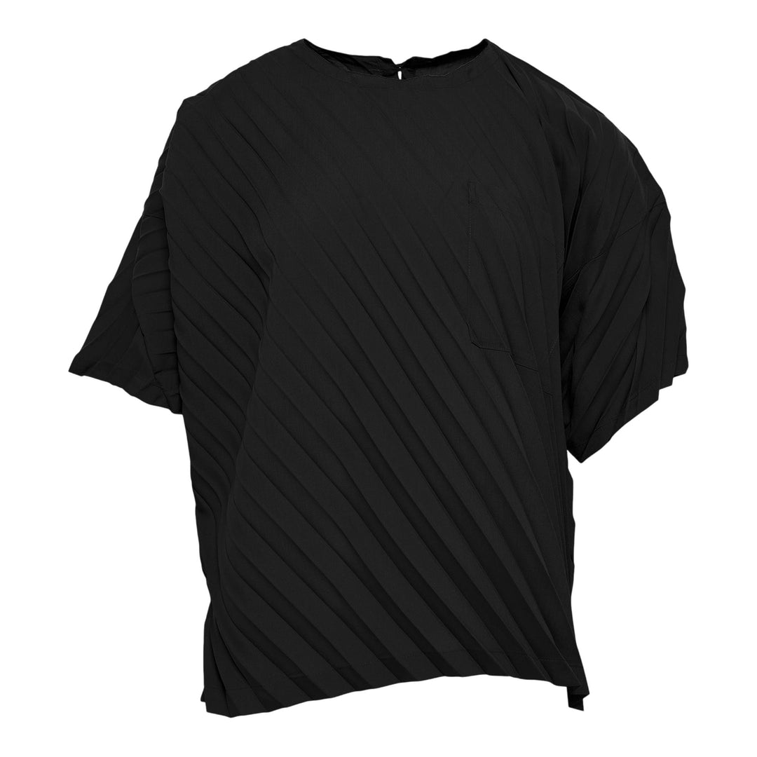 Club21 - me ISSEY MIYAKE - Angle Pleats Shirt Short Sleeve Top - PLEATED TOPS - Black
