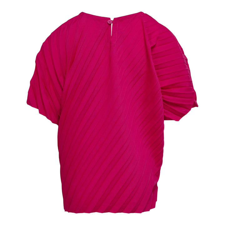 Club21 - me ISSEY MIYAKE - Angle Pleats Shirt Short Sleeve Top - PLEATED TOPS - Hot Pink