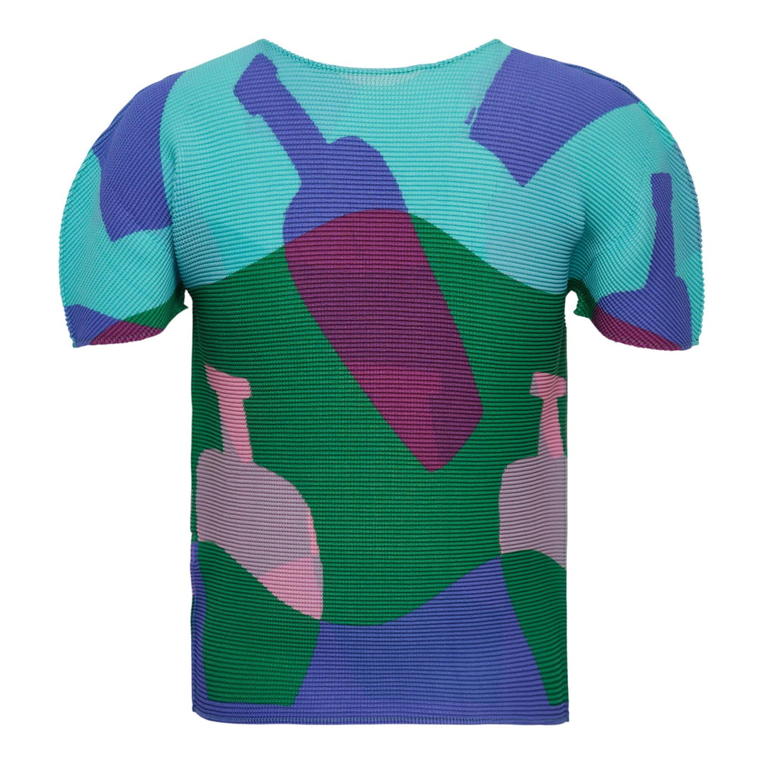 Club21 - me ISSEY MIYAKE - Bottle Short Sleeve Round Neck Top - PLEATED TOPS - Green-Hued