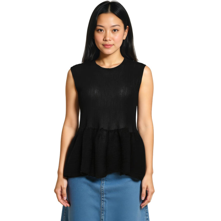 Club21 - me ISSEY MIYAKE - Bounce See-Through Crepe Tank - TANK TOPS - Black