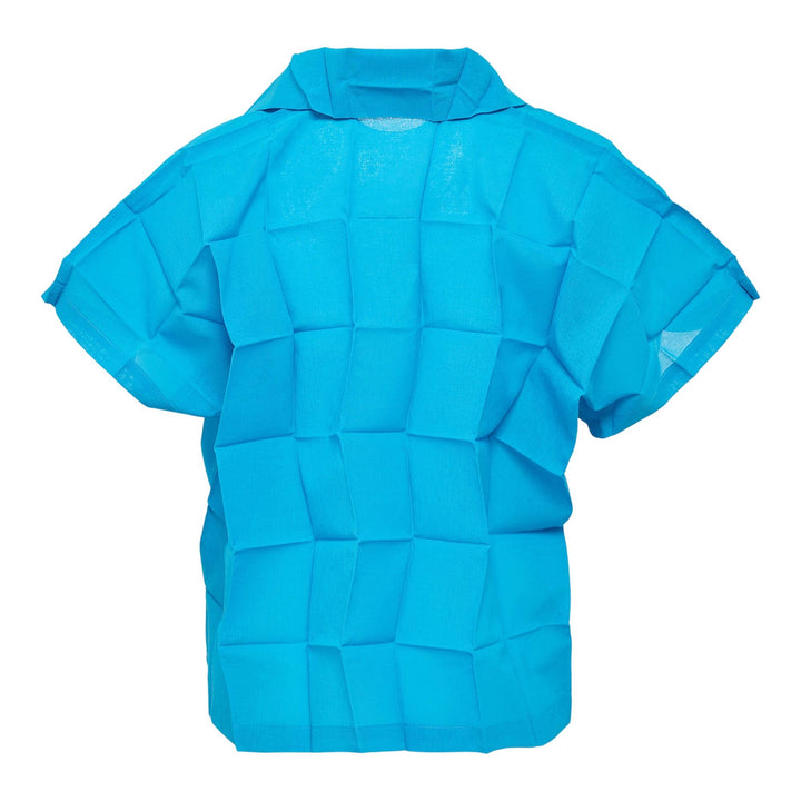 Club21 - me ISSEY MIYAKE - Dice Pleats Shirt Polo Top - PLEATED POLO - Cyan