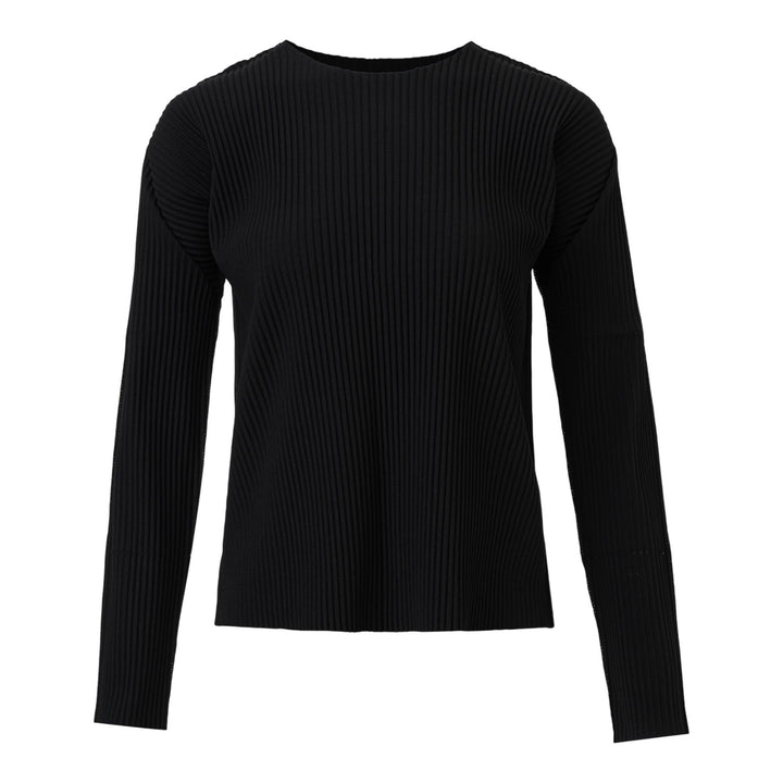 Club21 - me ISSEY MIYAKE - Fine Knit Pleats Black Top - KNIT TOPS - Black