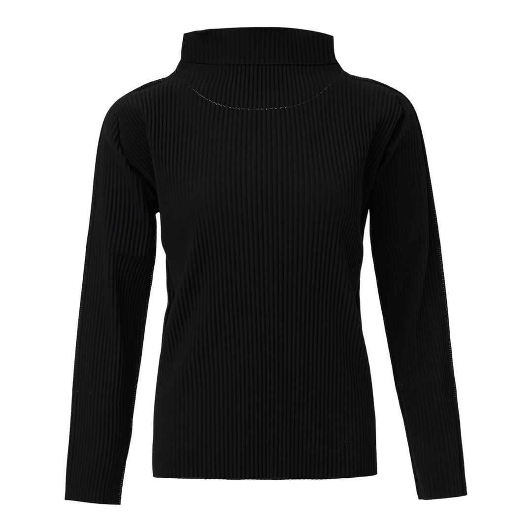 Club21 - me ISSEY MIYAKE - Fine Knit Pleats Black Top - KNIT TOPS - Black