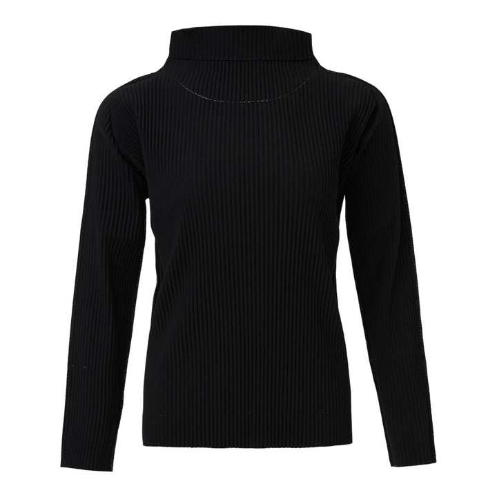 Club21 - me ISSEY MIYAKE - Fine Knit Pleats Black Top - KNIT TOPS - Black