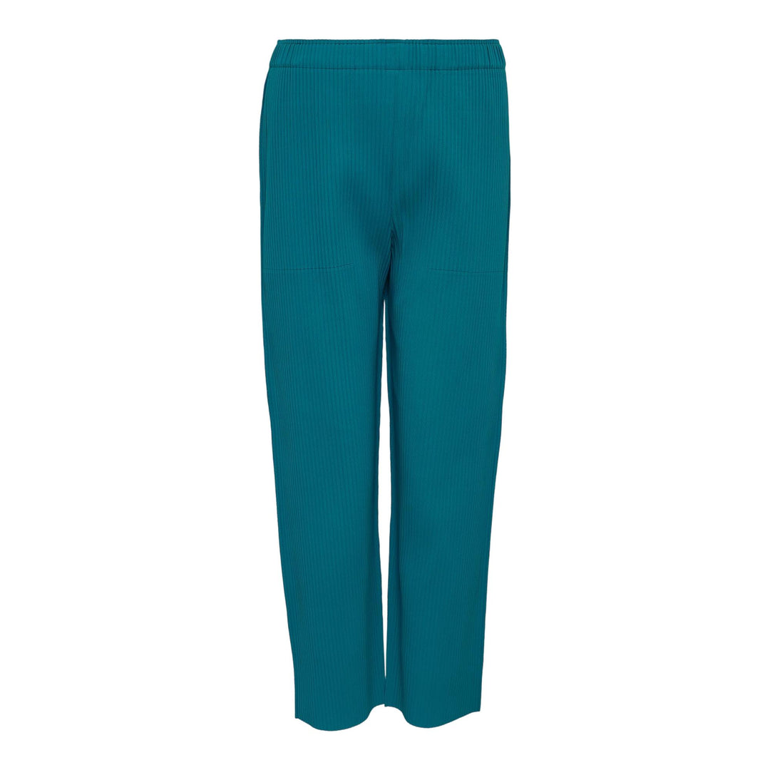 Club21 - me ISSEY MIYAKE - Fine Knit Pleats Bottom 1 Stripe Pants - PLEATED PANTS - Turquoise