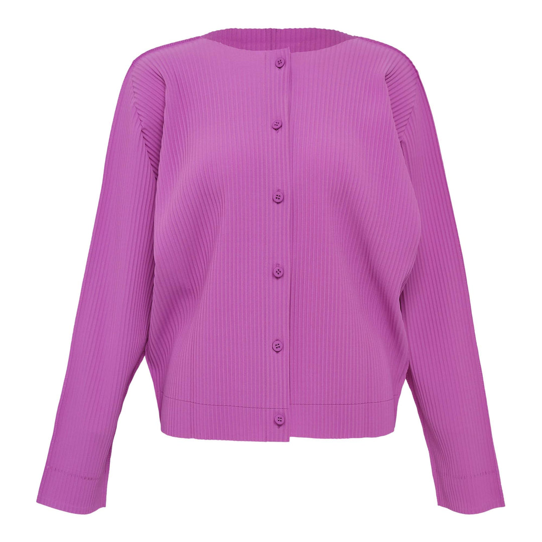 Club21 - me ISSEY MIYAKE - Fine Knit Pleats Color 1 Cardigan - PLEATED CARDIGANS - Fuchsia Pink