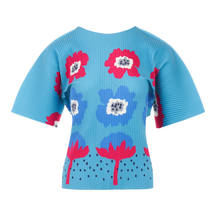 Club21 - me ISSEY MIYAKE - Grow Fine Knit Pleats Short Sleeve Top - WOVEN TOPS - Turquoise