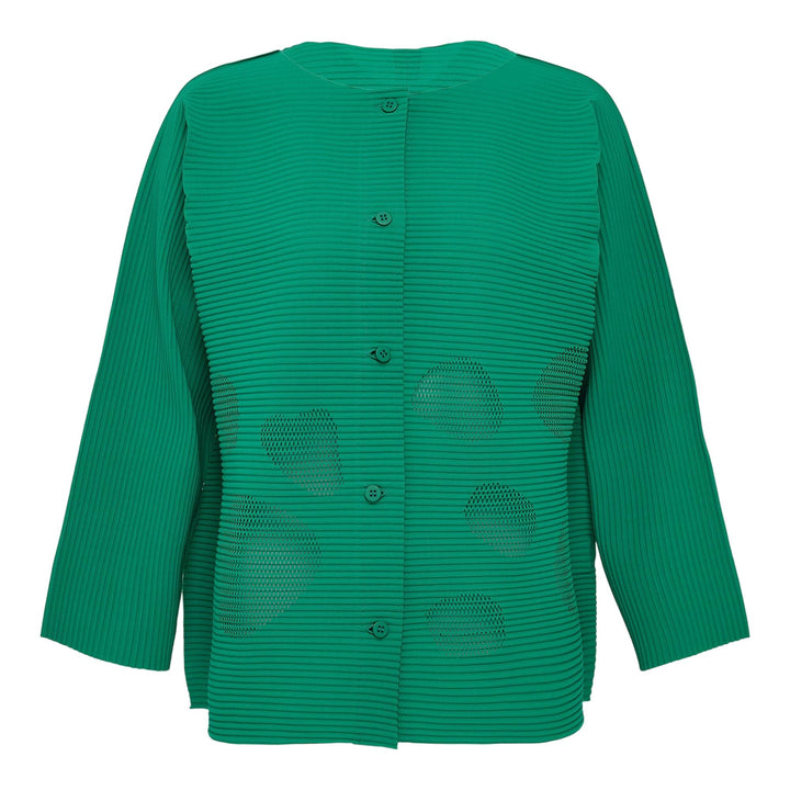 Club21 - me ISSEY MIYAKE - Sea Glass Pleats Cardigan - PLEATED CARDIGANS - Cobalt Green