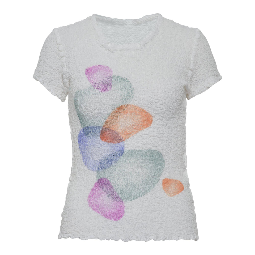Club21 - me ISSEY MIYAKE - Sea Glass Print Cauliflower Knit Top - KNIT TOPS - Pink-Hued