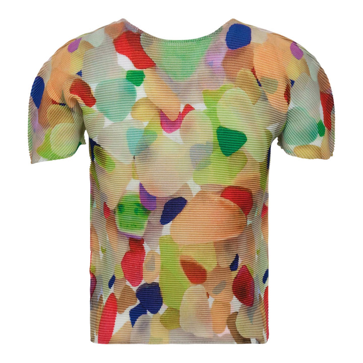 Club21 - me ISSEY MIYAKE - Sea Glass Short Sleeve Round Neck Top - PLEATED TOPS - Yellow-Hued