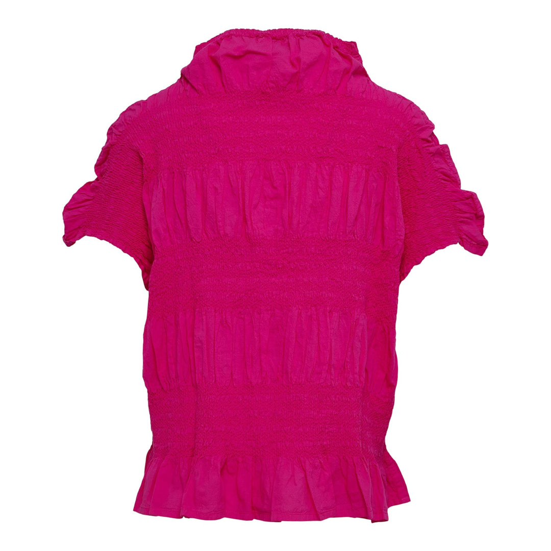 Club21 - me ISSEY MIYAKE - Shrink Stripe Polo Top - POLOS - Hot Pink