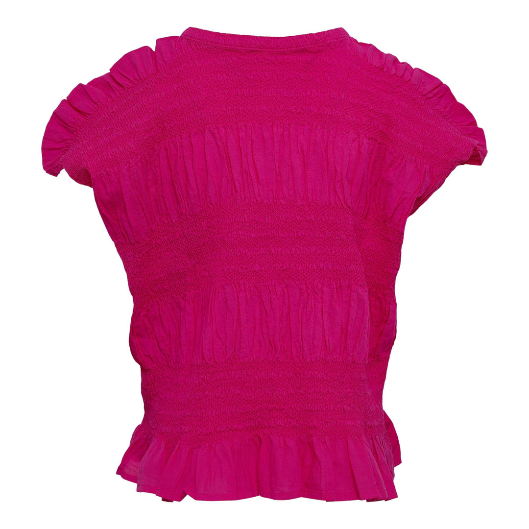 Club21 - me ISSEY MIYAKE - Shrink Stripe Round Neck Top - KNIT TOPS - Hot Pink