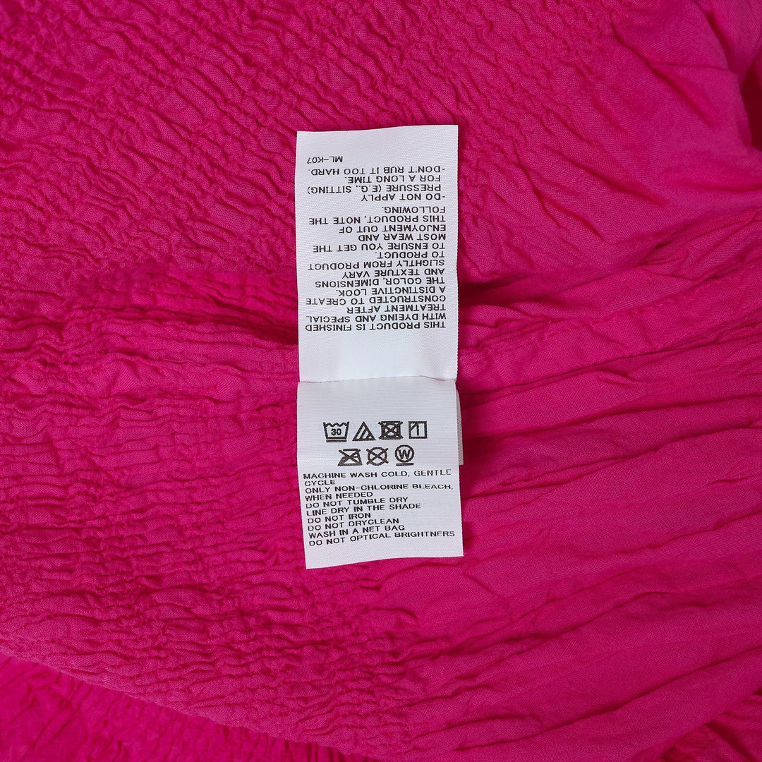 Club21 - me ISSEY MIYAKE - Shrink Stripe Round Neck Top - KNIT TOPS - Hot Pink