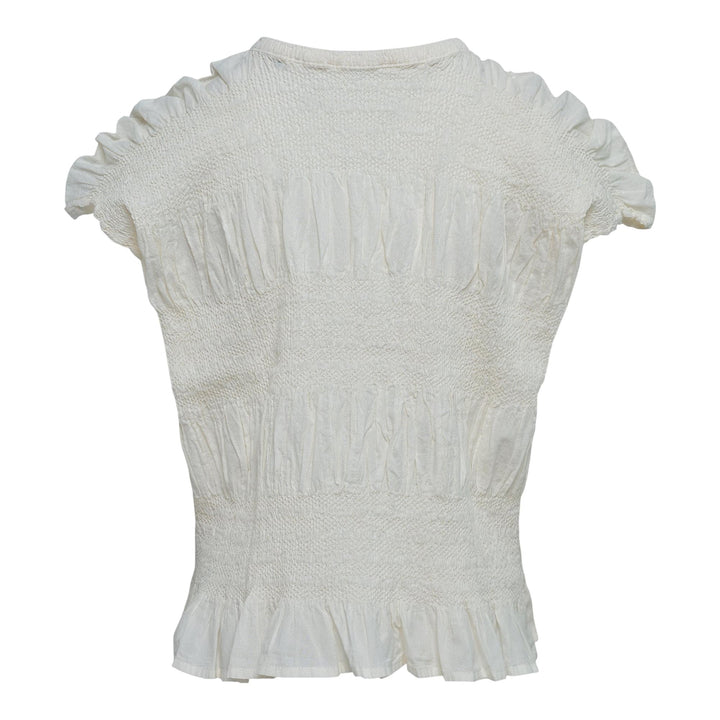 Club21 - me ISSEY MIYAKE - Shrink Stripe Round Neck Top - KNIT TOPS - Off-White