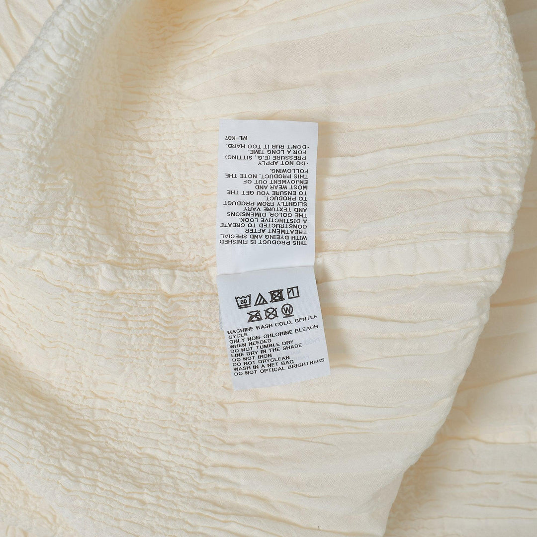 Club21 - me ISSEY MIYAKE - Shrink Stripe Round Neck Top - KNIT TOPS - Off-White
