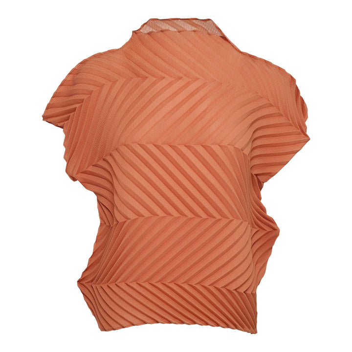Club21 - me ISSEY MIYAKE - Zig Zag Pleats Short Sleeve High Neck Top - PLEATED TOPS - Apricot