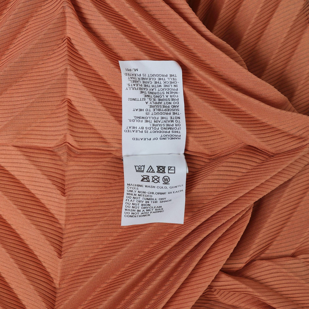 Club21 - me ISSEY MIYAKE - Zig Zag Pleats Short Sleeve High Neck Top - PLEATED TOPS - Apricot