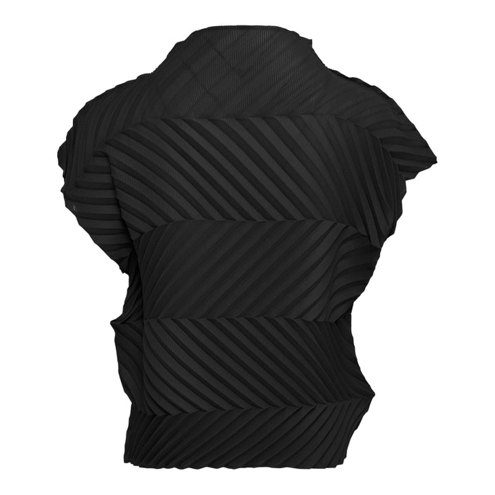 Club21 - me ISSEY MIYAKE - Zig Zag Pleats Short Sleeve High Neck Top - PLEATED TOPS - Black