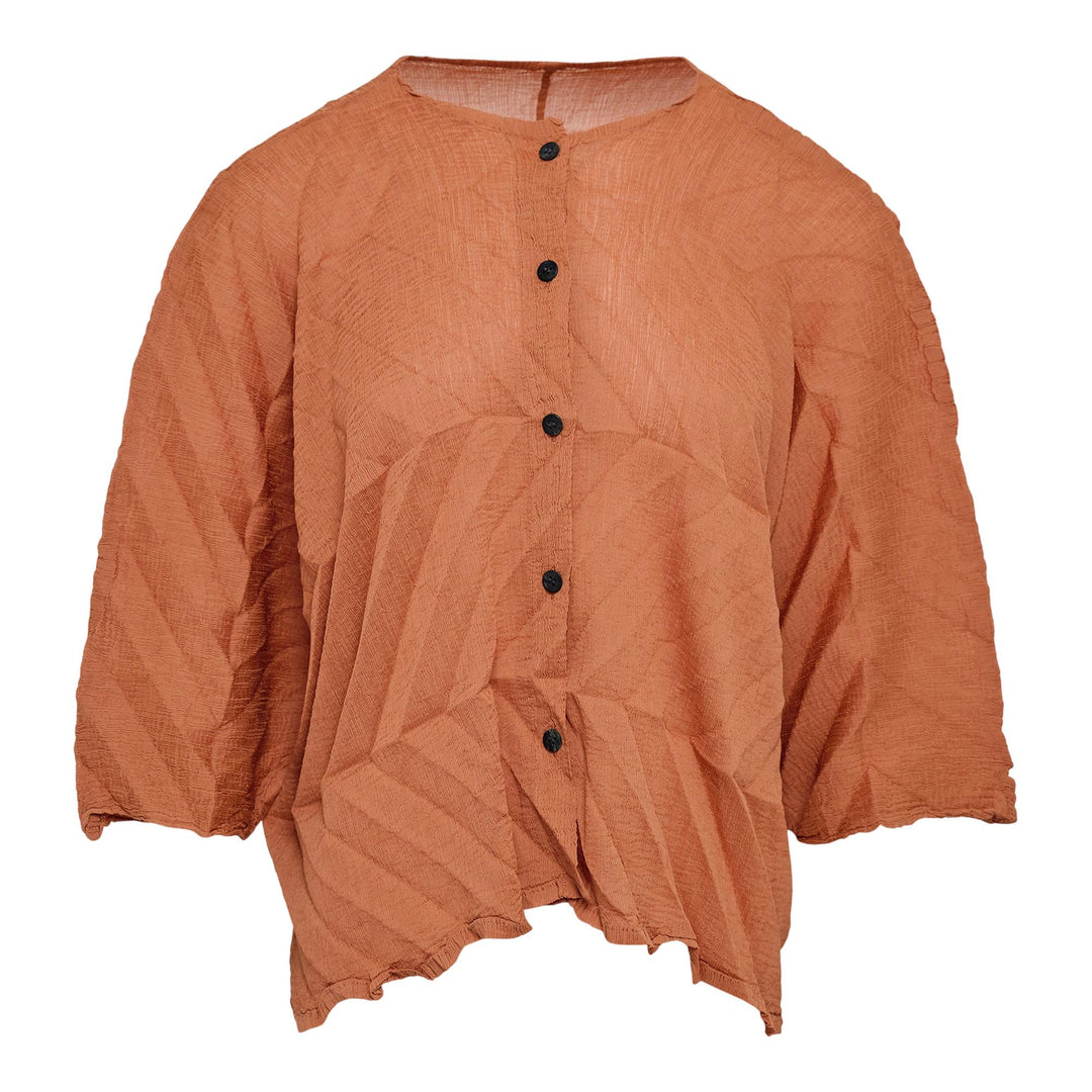 Club21 - me ISSEY MIYAKE - Zig Zag See-Thru Crepe Cardigan - CARDIGANS - Apricot