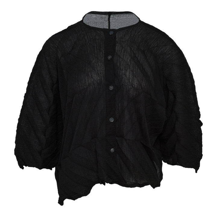 Club21 - me ISSEY MIYAKE - Zig Zag See-Thru Crepe Cardigan - CARDIGANS - Black