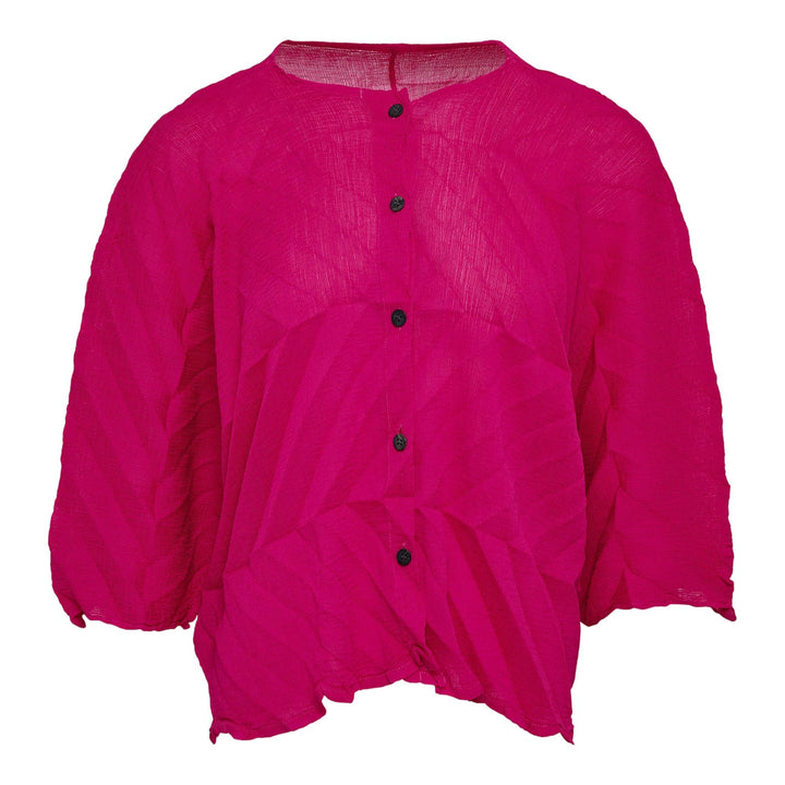 Club21 - me ISSEY MIYAKE - Zig Zag See-Thru Crepe Cardigan - CARDIGANS - Hot Pink
