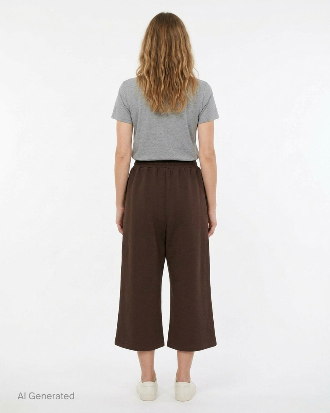 Melitta Baumeister brown cropped wide-leg lounge pants with black logo drawstring and elasticated waistband - back
