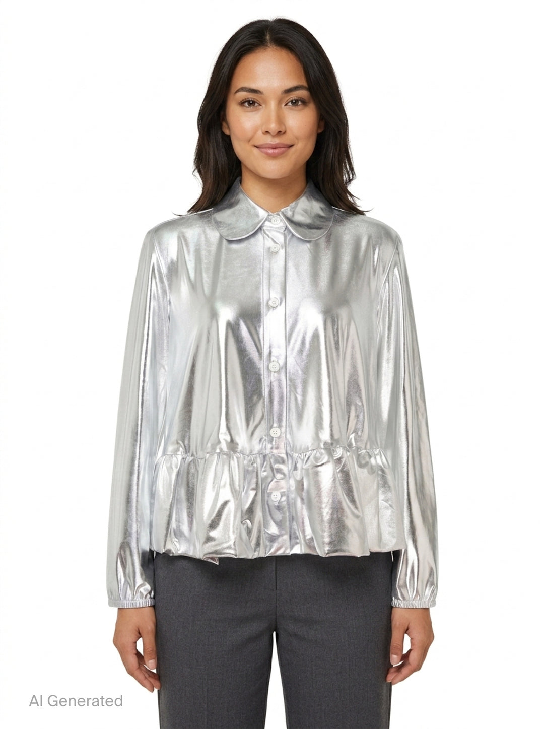 Metallic Ruffle Shirt | Melitta Baumeister | Club21 - front