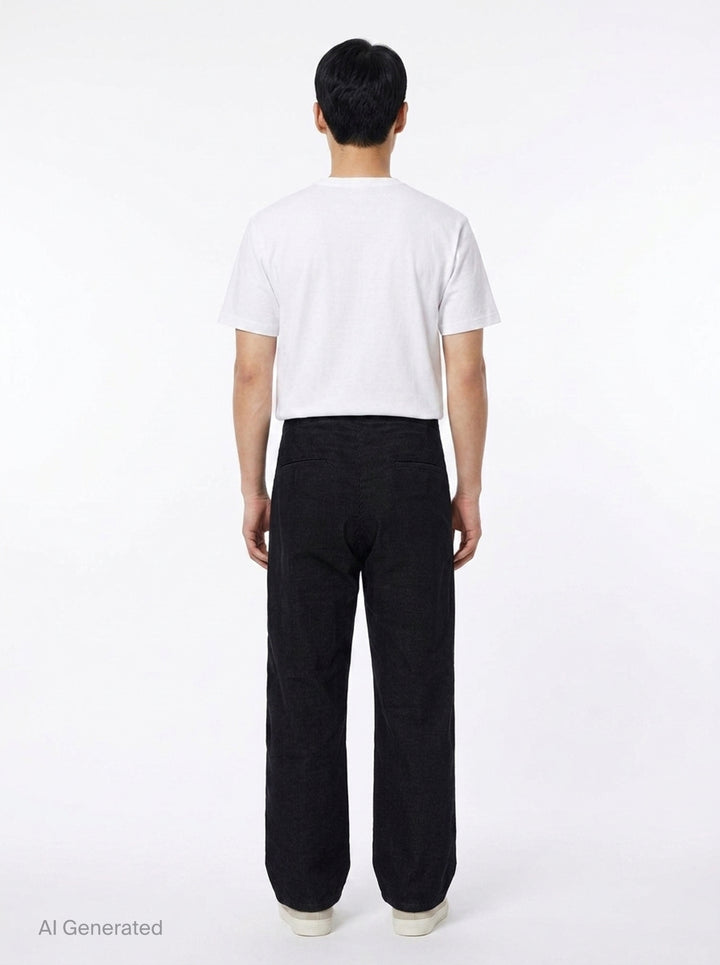 Corduroy Wide Straight Pants | Mihara Yasuhiro | Club21 - back