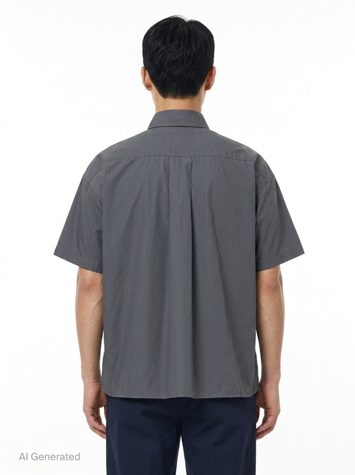 Cotton High Density Short Sleeve Shirt | Mihara Yasuhiro | Club21 - back