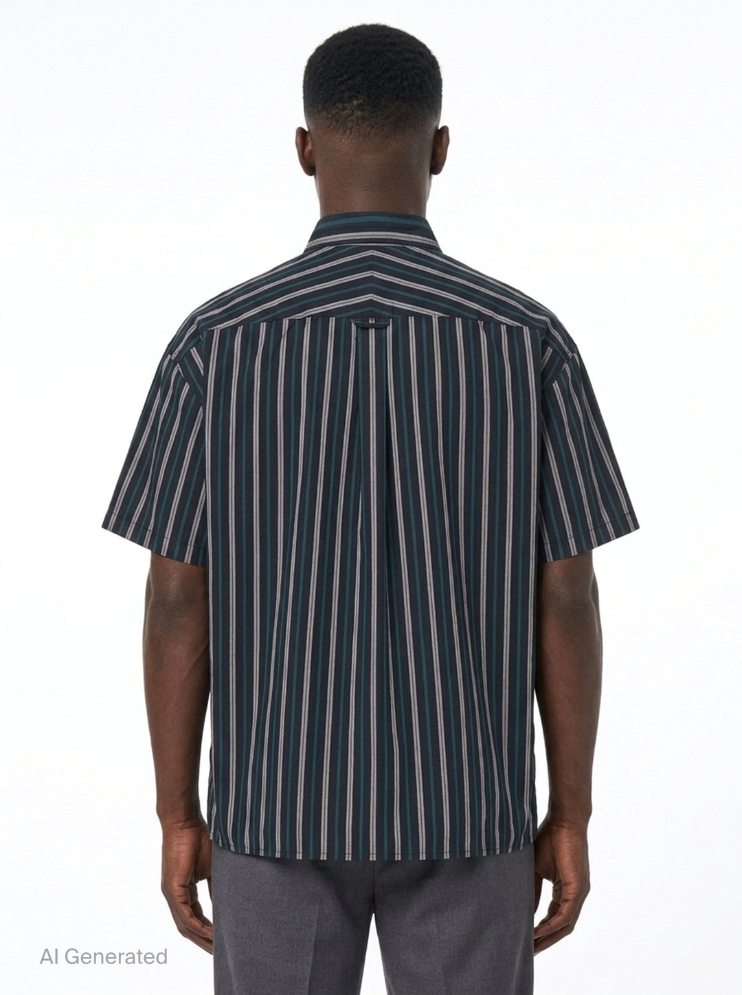 Cotton High Density Short Sleeve Stripe Shirt | Mihara Yasuhiro | Club21 - back